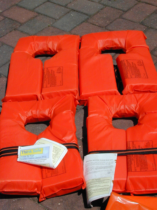 4 Adult Type II PFD Life Jackets USCG Floatation Vest and Distress FlagNR 1855 eBay